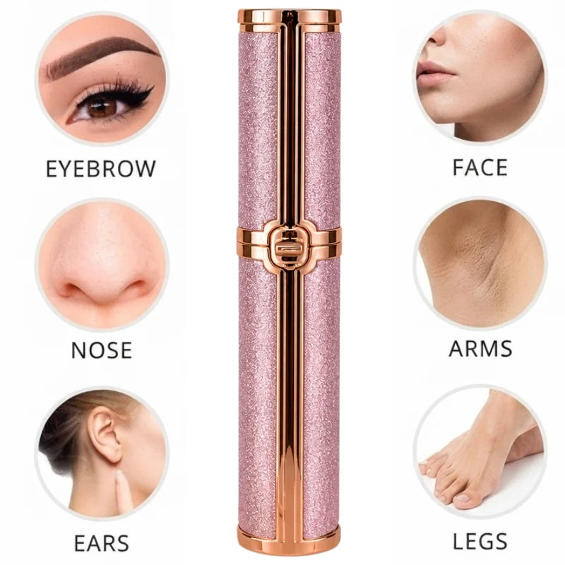 2-in-1 Flawless Facial Hair Remover & Eyebrow Trimmer | USB Rechargeable, Painless & Portable | Pink Color