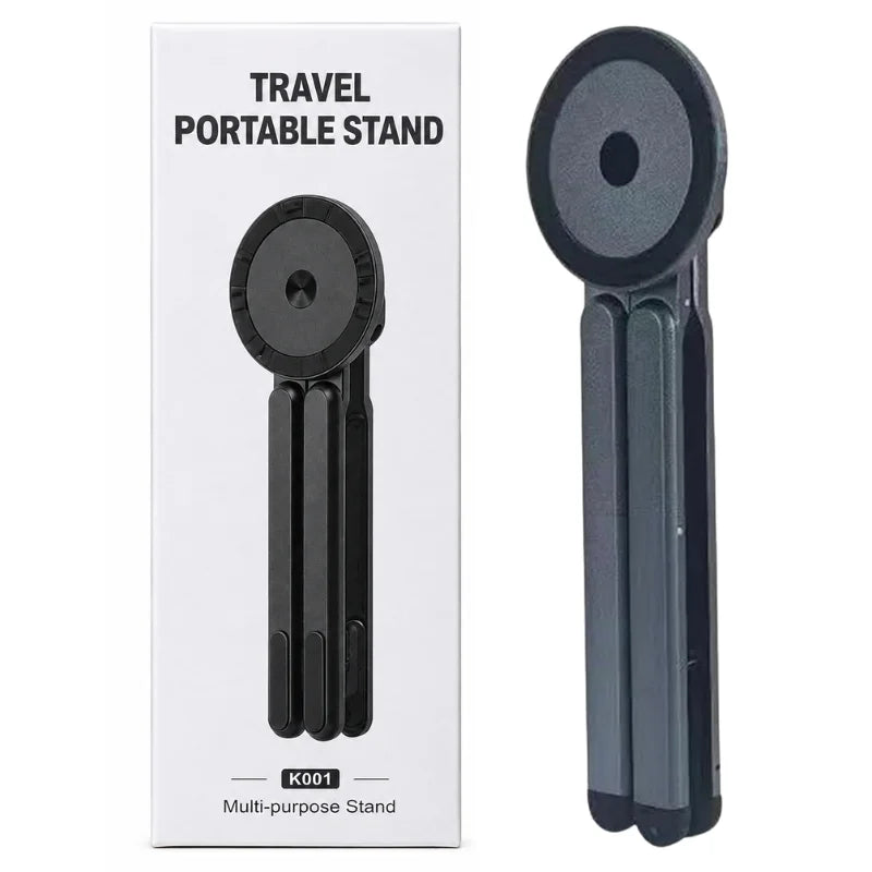 3-in-1 Magnetic Foldable Stand |Model K001 | Aluminum Alloy Phone laptop & Tablet Holder | 8-Level Adjustable Height | 360° Rotating Base | Portable Travel Stand