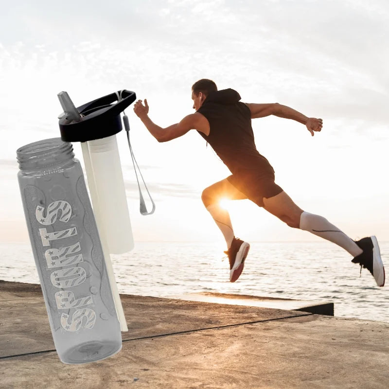 Pink Stylish Water Sport Bottle 1000ml with Straw | Leakproof BPA-Free Hydration Bottle for School, Gym & Travel