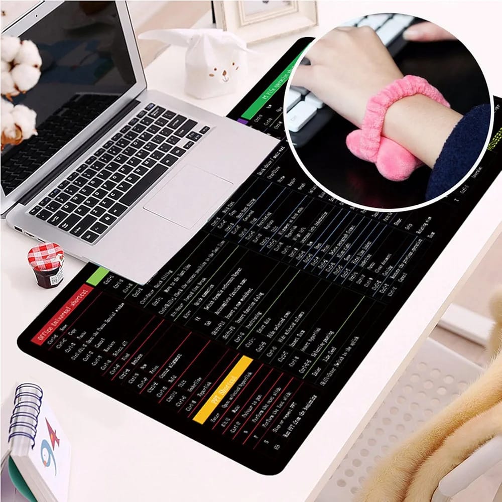Large Excel Shortcut Keyboard Mouse Pad & Desk Mat 30×80cm | Extended Non-Slip Office Table Mat for Work Study Gaming