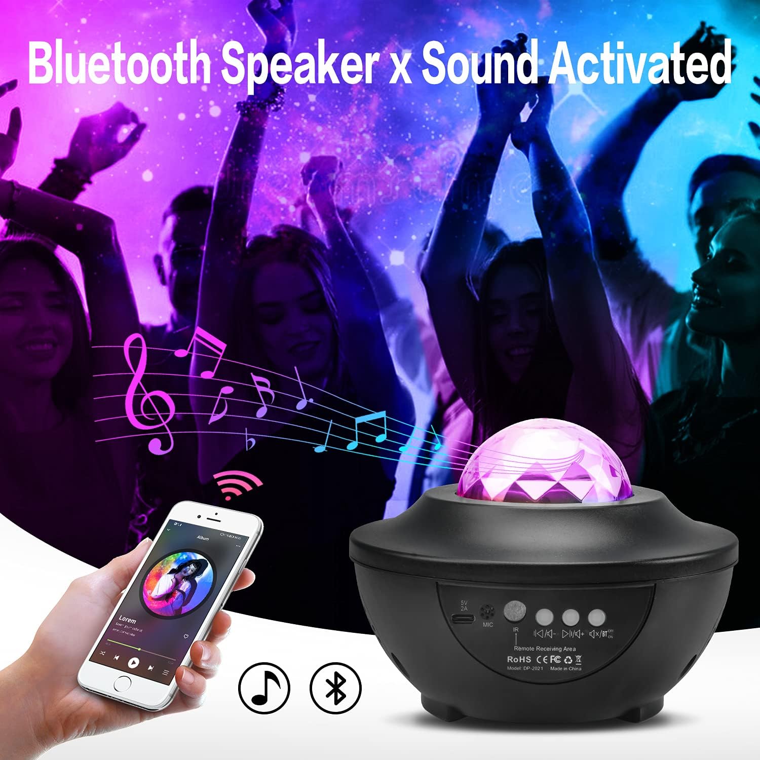 Galaxy Star Projector Lamp with LED Universe Effect & Speaker