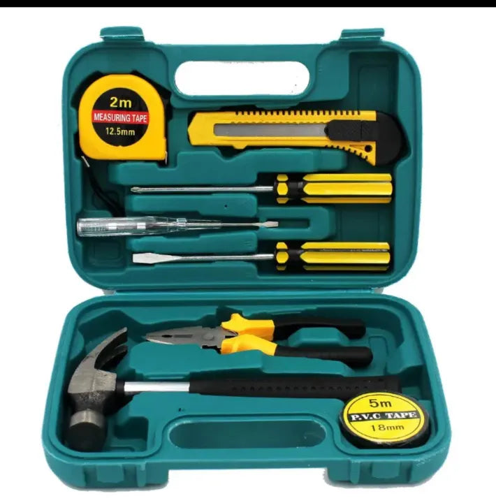 8 PCS Professional Tool Set with Storage Box | YL-8009A Model |  Durable Home Repair & DIY Toolkit |  Organized Plastic Storage Box