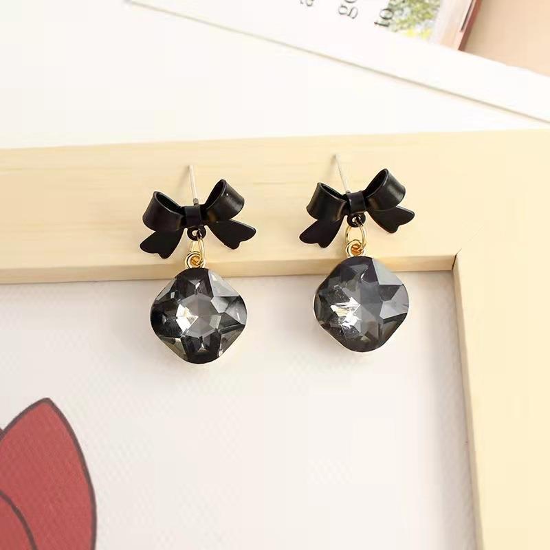 AWJ-166 Bow Shape Korean Earrings- Black