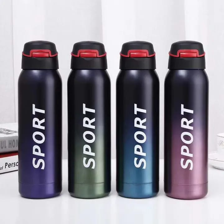 Stainless Steel Double Wall Vacuum Flask | 500 ml Sports Water Bottle | With Straw | Insulated