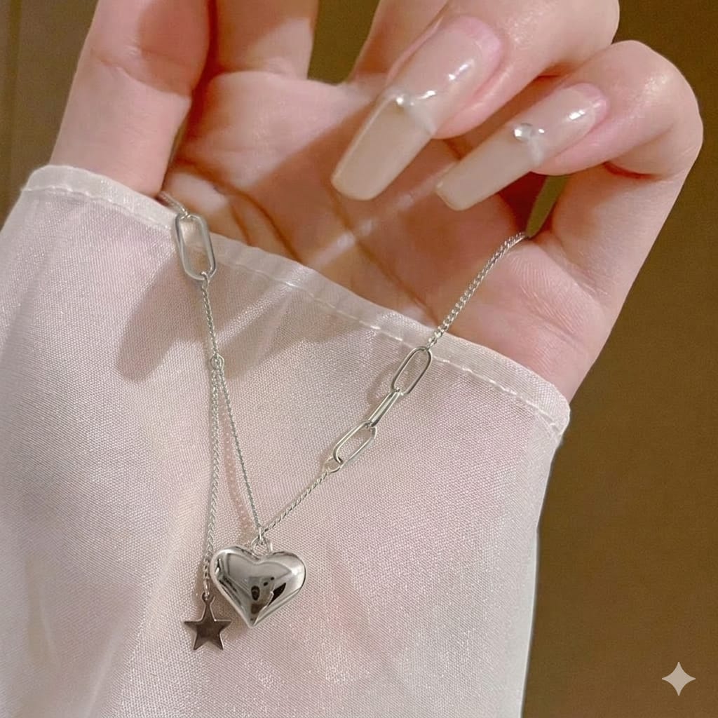 Stainless Steel Heart Chain Necklace – Elegant & Durable | Trendy Love Pendant