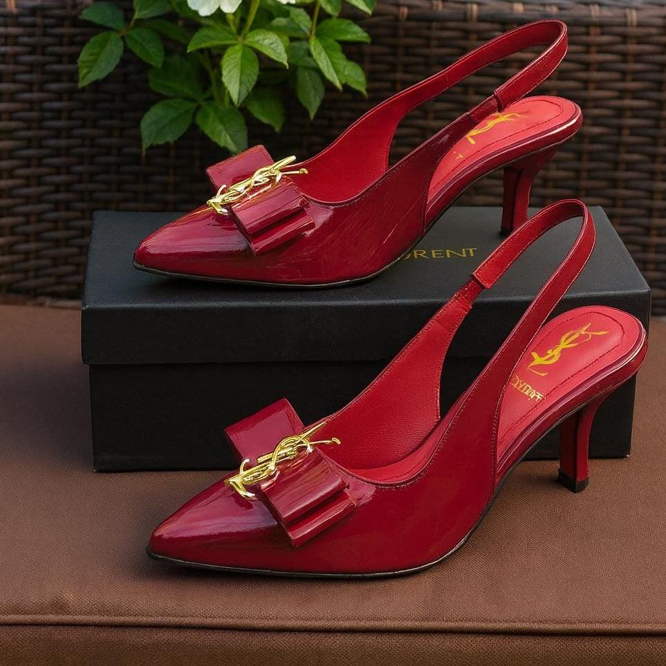 YSL Inspired Slingback Heels Providing Elegant Style With Sophisticated Look Durable Quality Comfortable Wear - 36/Black