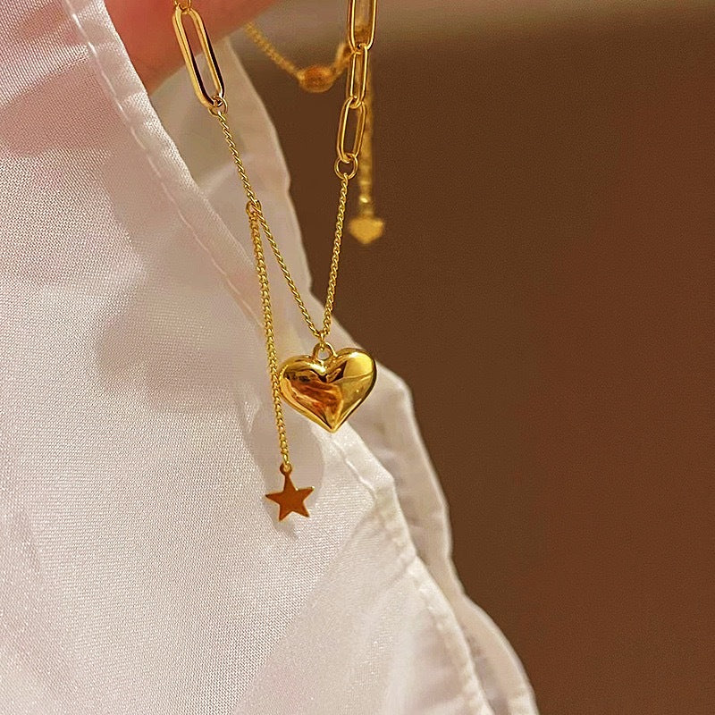 Stainless Steel Heart Chain Necklace – Elegant & Durable | Trendy Love Pendant