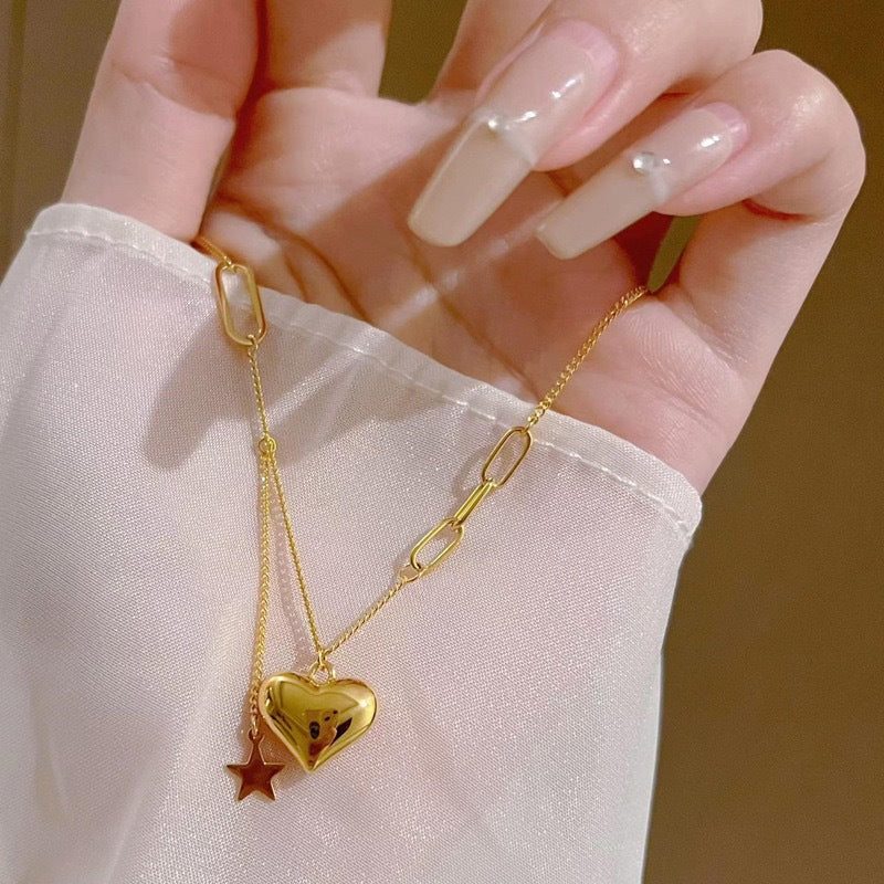 Stainless Steel Heart Chain Necklace – Elegant & Durable | Trendy Love Pendant