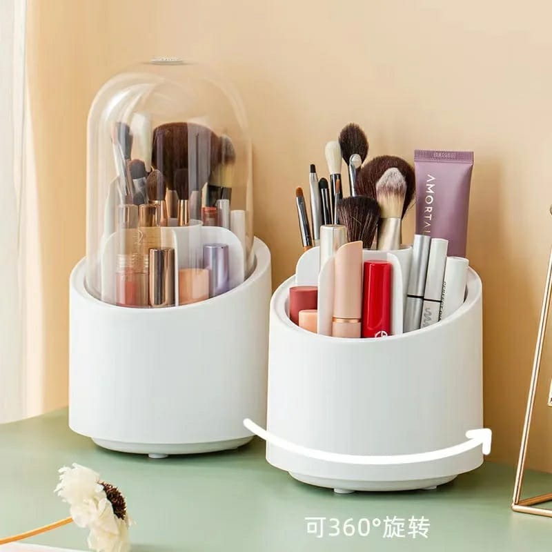 Makeup Brush Holder Organizer With Lid 360° Rotating Dustproof Printed Hard Box For Neat And Stylish Storage.  BUY ONE GET ONE FREE
