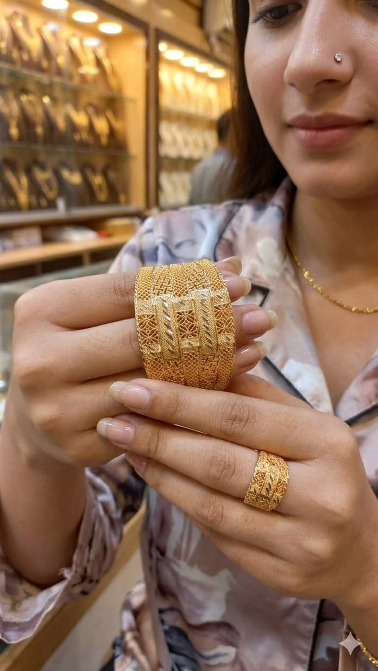 Premium Gold-Plated Adjustable Bangles & Rings Set – 3 Elegant Designs | Adjustable Fit |